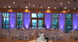 beautiful summer wedding with lighting and beautiful dance floor